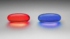 Eine rote und eine blaue Pille